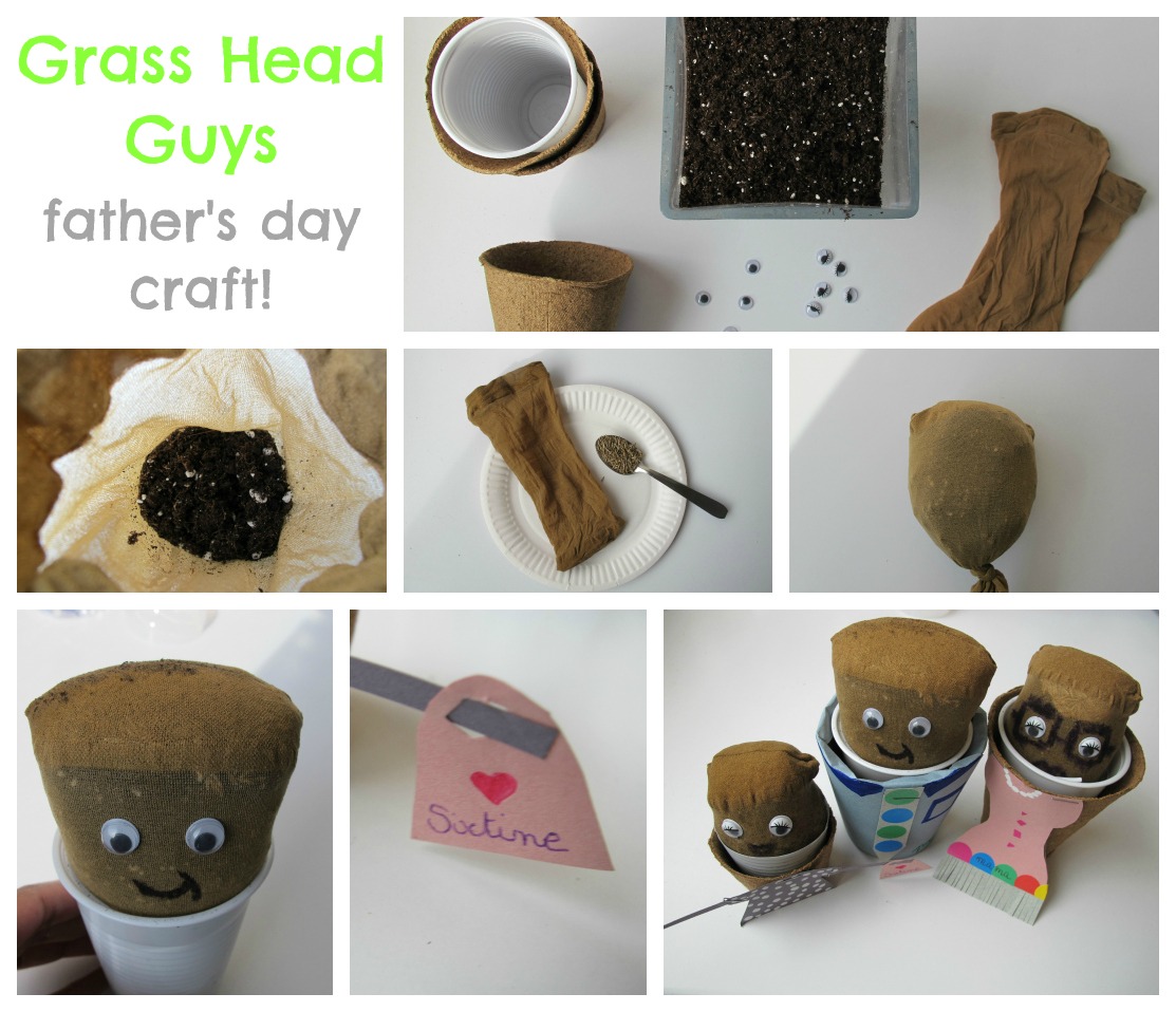 Father's Day Craft: Grass Head Family! – Sixtine et Victoire